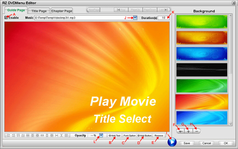 RZ Slideshow DVD Maker User Guides Make DVD Title menu Main menu